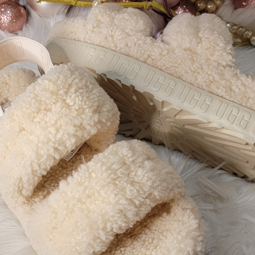 Ugg Oh Fluffita Genuine Shearling Slingback Sandal Brand New - Picture 4 of 8
